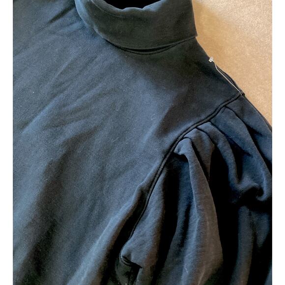 Citizens of Humanity Noeme Turtleneck Sweatshirt Sz L Black Puff Sleeve Modern - Picture 4 of 9